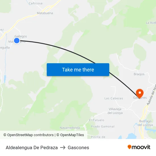 Aldealengua De Pedraza to Gascones map