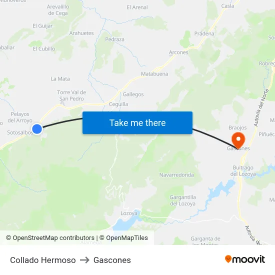 Collado Hermoso to Gascones map