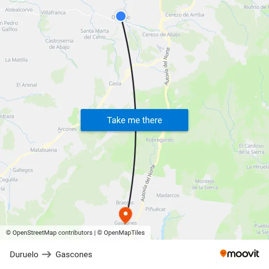 Duruelo to Gascones map