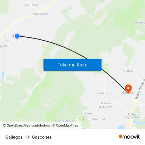 Gallegos to Gascones map