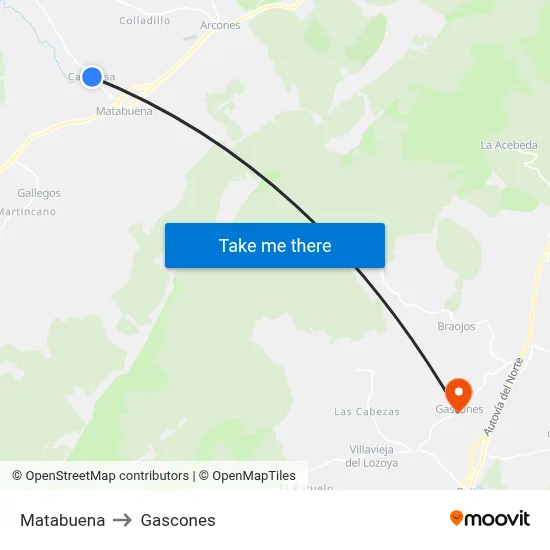Matabuena to Gascones map