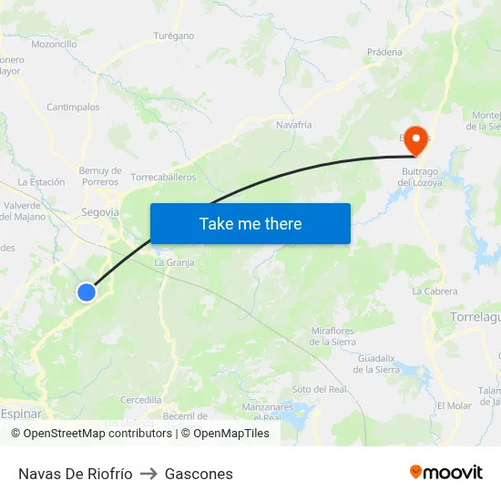Navas De Riofrío to Gascones map