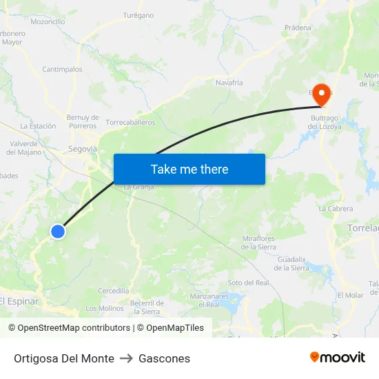 Ortigosa Del Monte to Gascones map