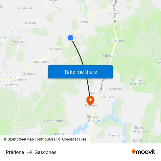 Prádena to Gascones map