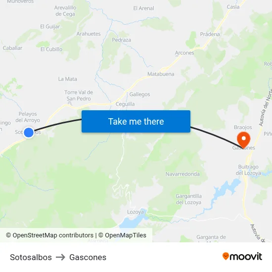 Sotosalbos to Gascones map