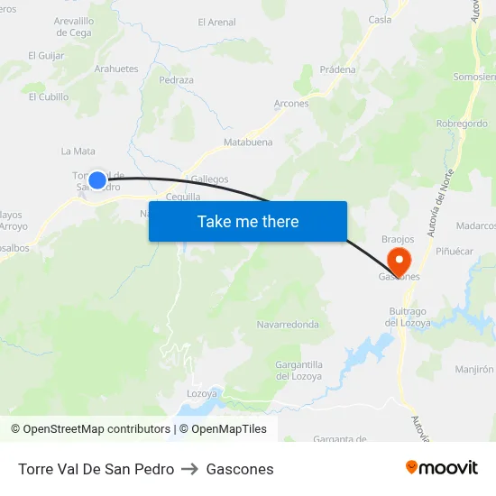 Torre Val De San Pedro to Gascones map