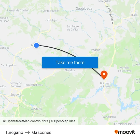 Turégano to Gascones map