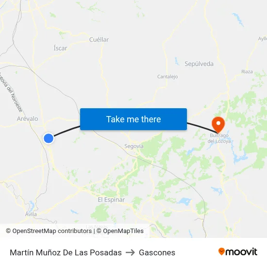 Martín Muñoz De Las Posadas to Gascones map
