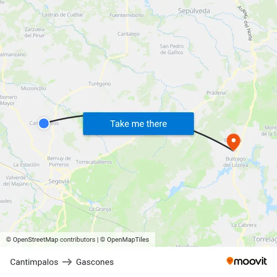 Cantimpalos to Gascones map