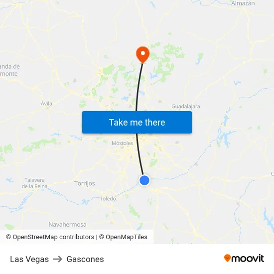 Las Vegas to Gascones map