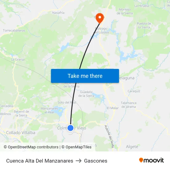 Cuenca Alta Del Manzanares to Gascones map