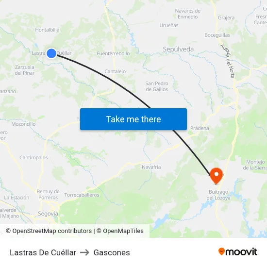 Lastras De Cuéllar to Gascones map