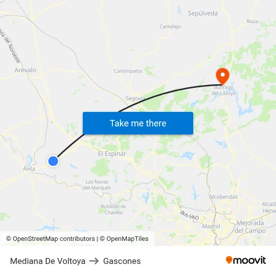 Mediana De Voltoya to Gascones map