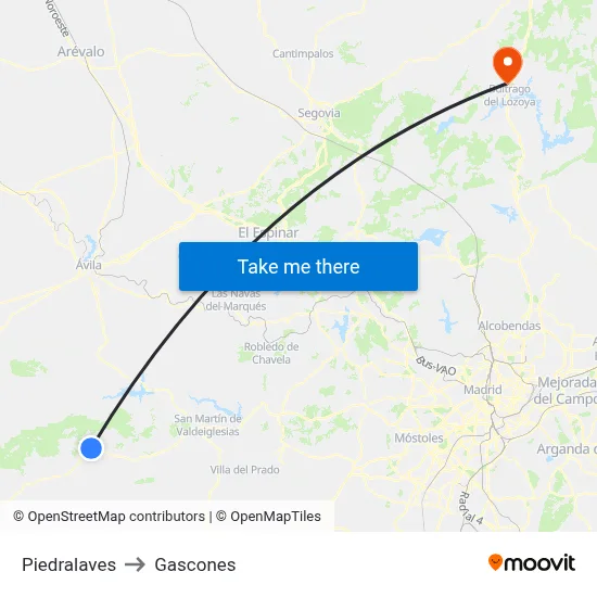 Piedralaves to Gascones map