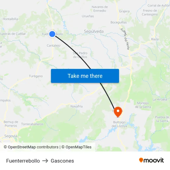 Fuenterrebollo to Gascones map
