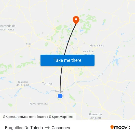 Burguillos De Toledo to Gascones map