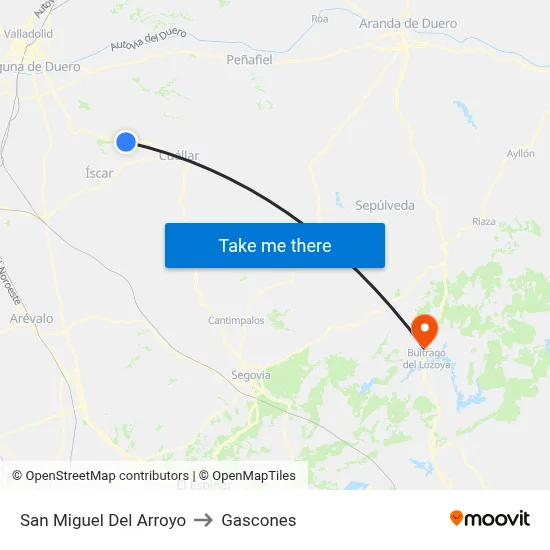 San Miguel Del Arroyo to Gascones map