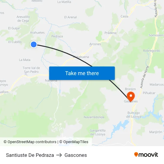 Santiuste De Pedraza to Gascones map