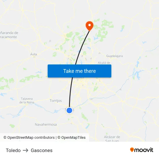 Toledo to Gascones map