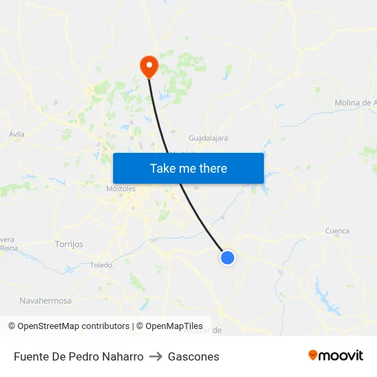 Fuente De Pedro Naharro to Gascones map