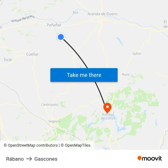 Rábano to Gascones map