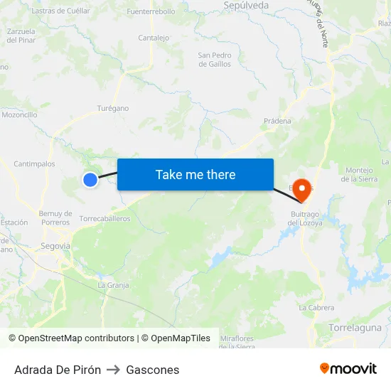 Adrada De Pirón to Gascones map