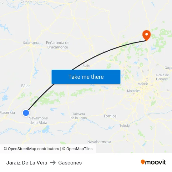 Jaraíz De La Vera to Gascones map