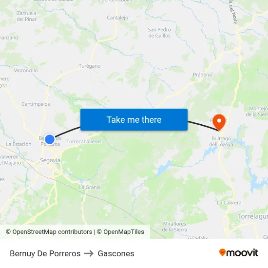 Bernuy De Porreros to Gascones map