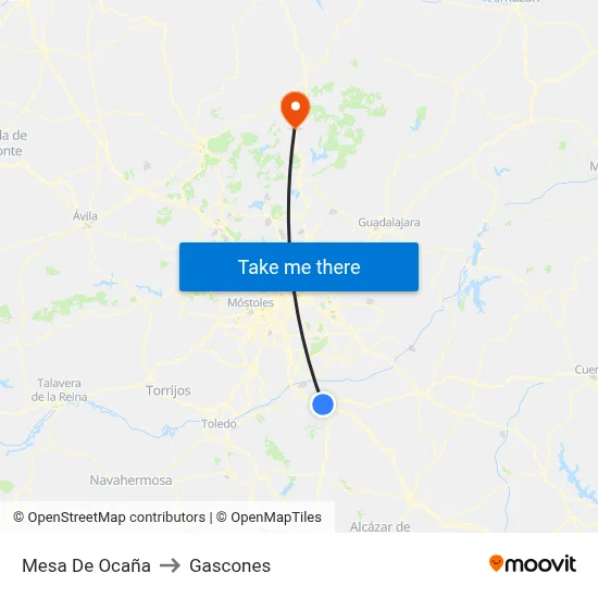 Mesa De Ocaña to Gascones map