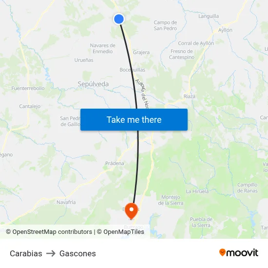 Carabias to Gascones map