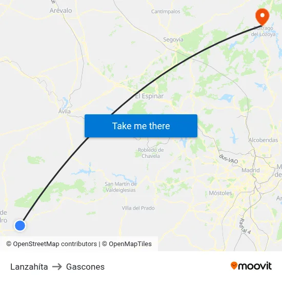 Lanzahíta to Gascones map