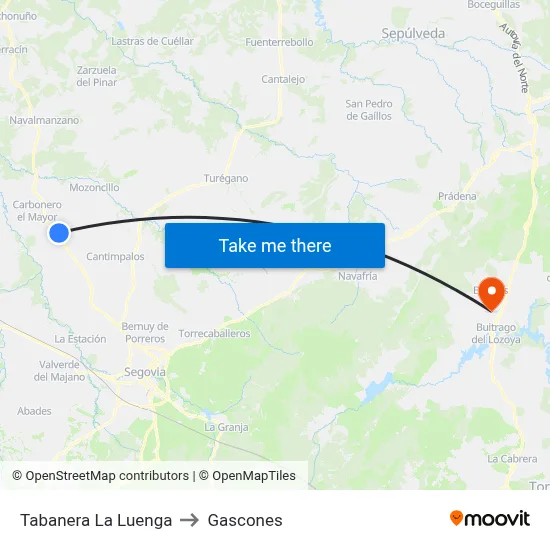 Tabanera La Luenga to Gascones map