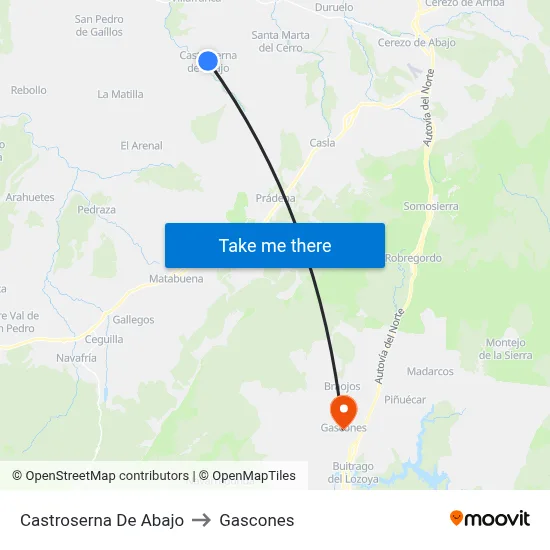Castroserna De Abajo to Gascones map