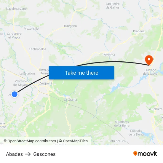 Abades to Gascones map