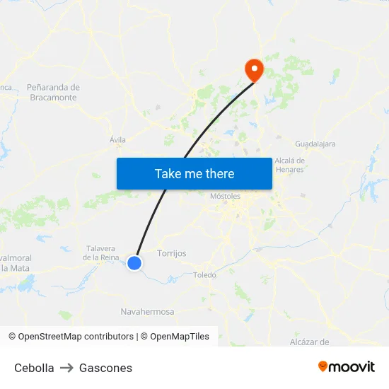 Cebolla to Gascones map