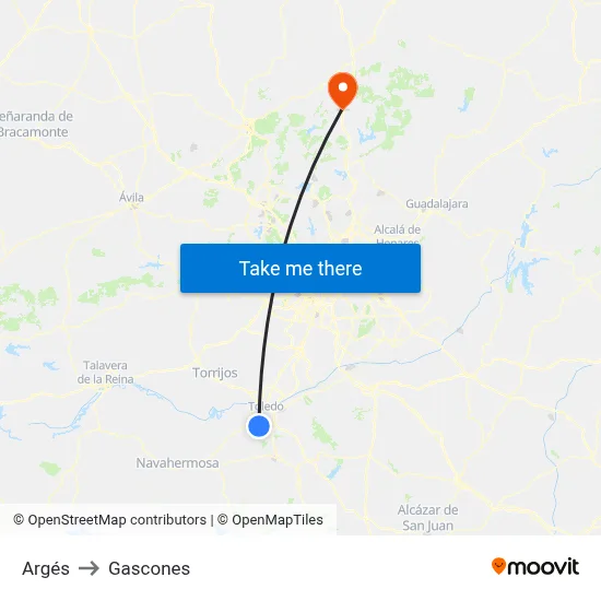 Argés to Gascones map