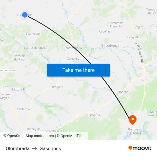Olombrada to Gascones map