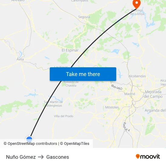 Nuño Gómez to Gascones map