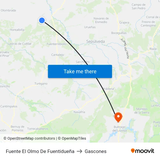 Fuente El Olmo De Fuentidueña to Gascones map