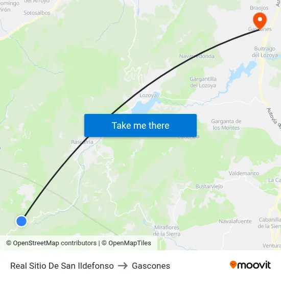 Real Sitio De San Ildefonso to Gascones map