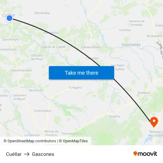 Cuéllar to Gascones map