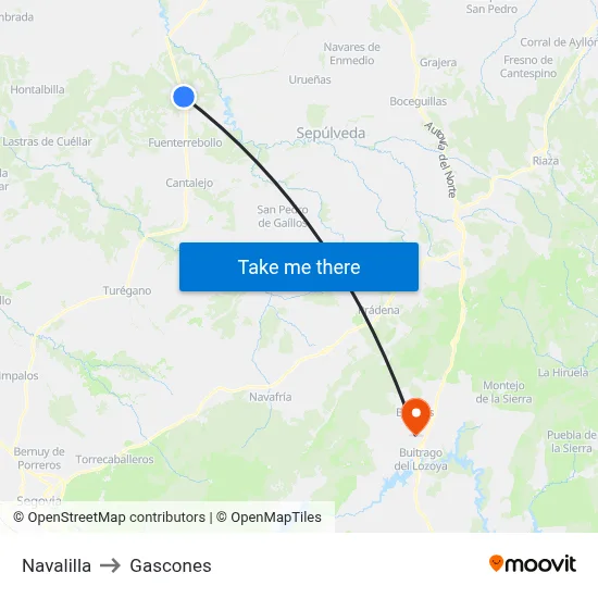 Navalilla to Gascones map