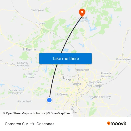 Comarca Sur to Gascones map