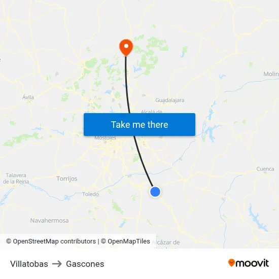 Villatobas to Gascones map