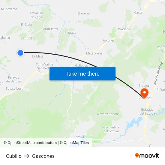 Cubillo to Gascones map