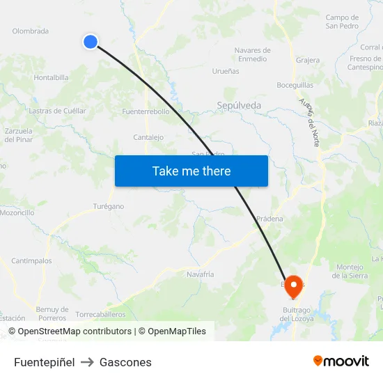 Fuentepiñel to Gascones map