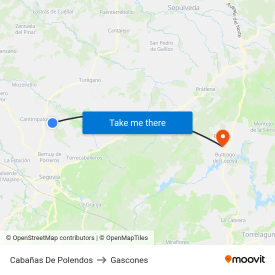 Cabañas De Polendos to Gascones map