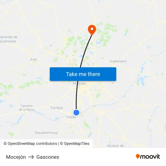 Mocejón to Gascones map