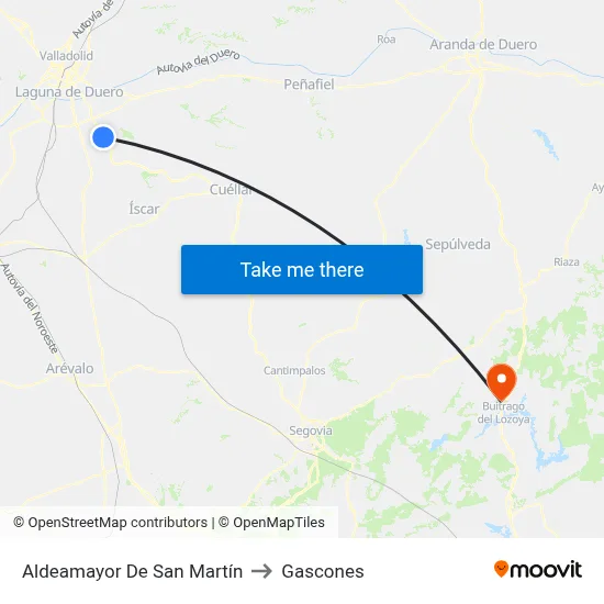 Aldeamayor De San Martín to Gascones map
