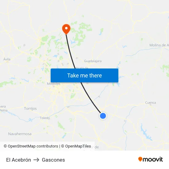 El Acebrón to Gascones map